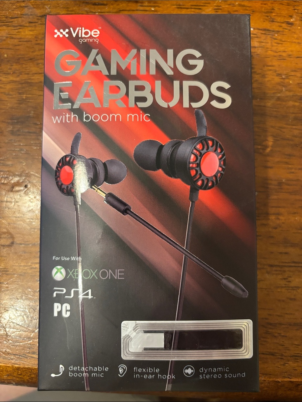 Vibe Gaming Earbuds — Black with Red Accents